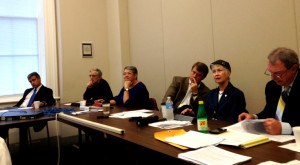 Wilmington City Council members (from left) Mayor Bill Saffo, Kevin O'Grady, Margaret Haynes, Neil Anderson, Laura Padgett and Charlie Rivenbark. Out of frame is Mayor Pro Tem Earl Sheridan. File photo.