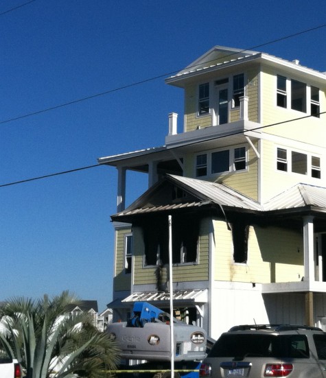 A home under construction on Virginia Avenue in Carolina Beach caught fire. Photo by Caroline Curran.