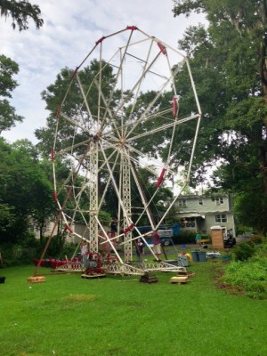 A 50-foot Ferris wheel towers over the backyard of homeowner Erin Thompson, whose home in Forest Hills is serving as a primary location for 'Christmas in Conway.' Photo courtesy Hallmark Hall of Fame.