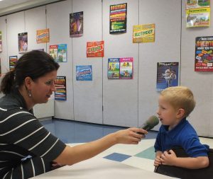 Belville Elementary School kindergartner Lathyn Elmer tells Port City Daily Managing Editor Caroline Curran he's thankful for 'all the people that’s in this school' this Thanksgiving.  