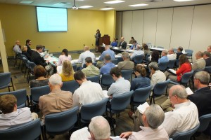 Several dozen attendees gathered for a planning board workshop on proposed revisions to New Hanover County's industrial zoning ordinance and special-use permitting process Friday morning. Photos by Jonathan Spiers.