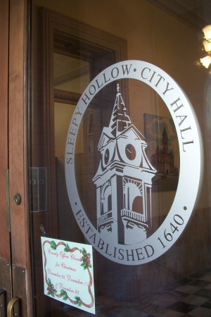 Recently removed, 'Sleepy Hollow' signage that adorned the courthouse doors bears a striking resemblance to New Hanover County's logo, which features the courthouse clock tower.