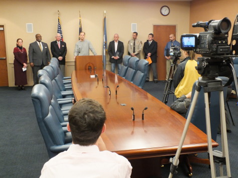 New Hanover County officials held a news conference Friday that included an update from Duke Energy Progress on restoration efforts. Duke Energy expects most customers will have power by Sunday. Photos by Jonathan Spiers.