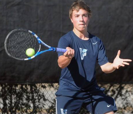 Dom Scialabba picked up a straight set 6-3. 7-5 win at No. 6 for Hoggard. Photo Courtesy- Hoggard athletics