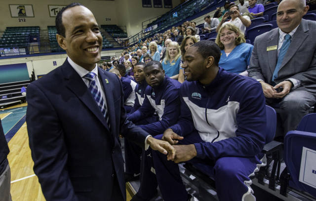 Coach Kevin Keatts took the Seahawks from worst to first this season. Photo courtesy- UNCW athletics 