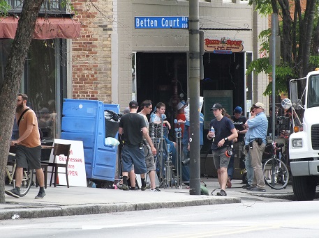 Crews with 'Max Steel' film a scene in Betten Court Alley off South Front Street in downtown Wilmington. Photos by Jonathan Spiers.
