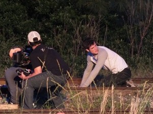 Camera crews capture Winchell during a take.