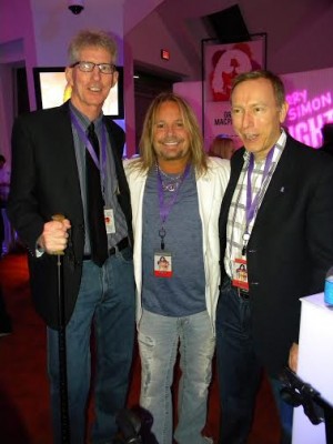 Looney with Vince Neil, lead singer of Motley Crue, and fellow MSA patient Rex Griswold, vice president of sales for Nestle Waters, at an MSA fundraiser in Las Vegas in February. Contributed photo.
