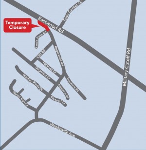 Rogersville Road will close to traffic on Monday. Image courtesy City of Wilmington. 