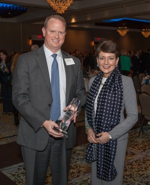 Hal Kitchin, left, and Duke Energy President & CEO Lynn Good at the award presentation. Photo contributed.