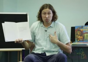 A screen capture of librarian Scooter Hayes' video submission for 'The Book With No Pictures' online contest. The video can be viewed and voted for here. Image courtesy New Hanover County.