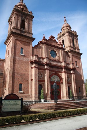 Built in the early 1900s, the Basilica Shrine of St. Mary Catholic Church stands as a classic example of Spanish Baroque.