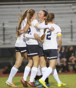 Hoggard celebrates following an early goal by Jess Bennion. Photos courtesy- Rodney Williams