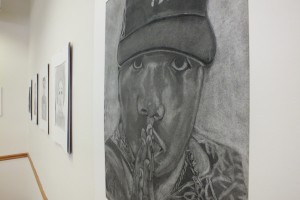 Rapper Biggie Smalls is among the subjects Cosley chose, under the theme of black history, for her charcoal installation.