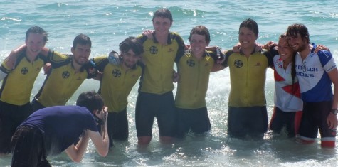 A quick jump in the ocean to cool the boys down ended their journey. 