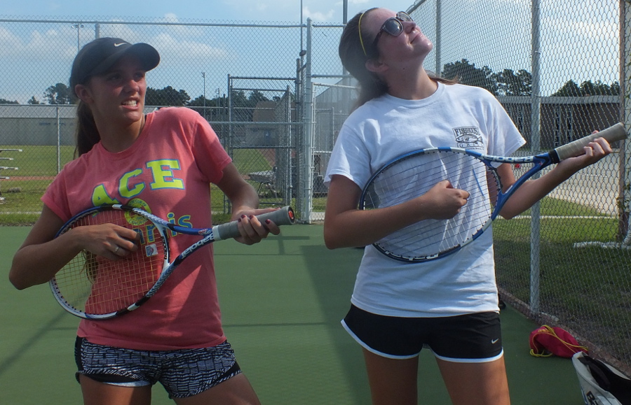 Laney seniors Erin Nesselroade, left and Suzie Schoolfield. Photo by Joe Catenacci