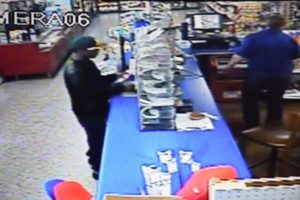New Hanover County Sheriff's deputies are searching for the man in this photo, who is suspected of robbing a gas station at gunpoint. Photo courtesy of NHCSO.