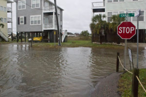 Canal Drive flooded at Sea Oats Lane in Carolina Beach on Oct. 5, 2015. Photo by Hannah Leyva.
