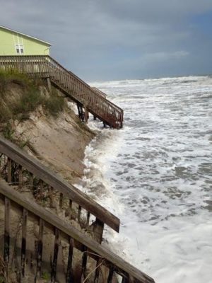 Topsail Beach feels the effects of the weekend's storms. This photo was taken Sunday, Oct. 4 around 3 p.m. (Photo courtesy Susan Hyde)