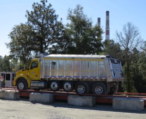 Truck being inspected and weighed before departing Sutton for Brickhaven Mine. Photo courtesy of Duke Energy.