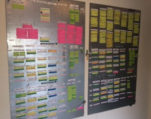 An organizational board at Jengos Playhouse--Cucalorus headquarters--shows the hundreds of speakers, films, performances and parties slated for this years event.