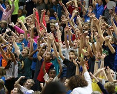 Nearly 5,000 school age students were in attendance on Tuesday afternoon. Photo courtesy- UNCW sports
