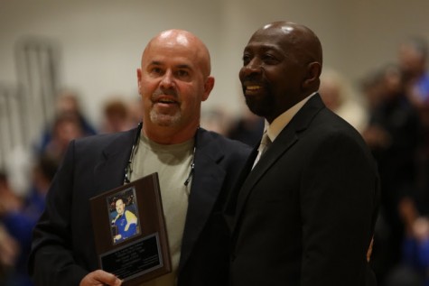 Alan Sewell, left, with Laney Athletics Director Fred Lynch. Photos courtesy- John Crouch