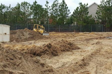 Groundwork is underway between the Ashley baseball and softball fields. Photo courtesy- Ashley Athletics