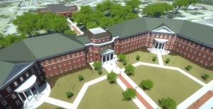 An artist rendering of the 135,000 square foot health and human services building UNCW hope to build with the passage of a statewide bond. Courtesy image.