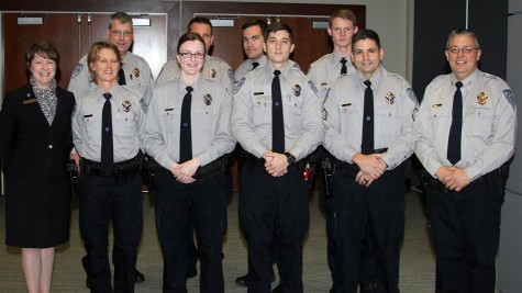 Back Row; Lt. Timothy Pollock, Officers: John Buszko, Mason Canady, Paul Lee Front Row; Dr. Amanda Lee, Officers: Mary Anne Mincher, Maggie Bekier, Justin Barnes, Sgt. Robert Caggiano, Chief Daniel J. Wilcox