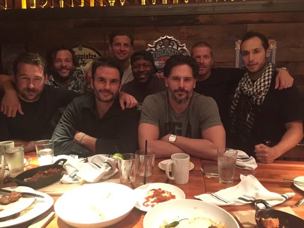 Actor Joe Manganiello, front right, is in town for 'Six,' the locally filmed SEAL team drama that began shooting early Monday morning in downtown Wilmington. Courtesy photo.