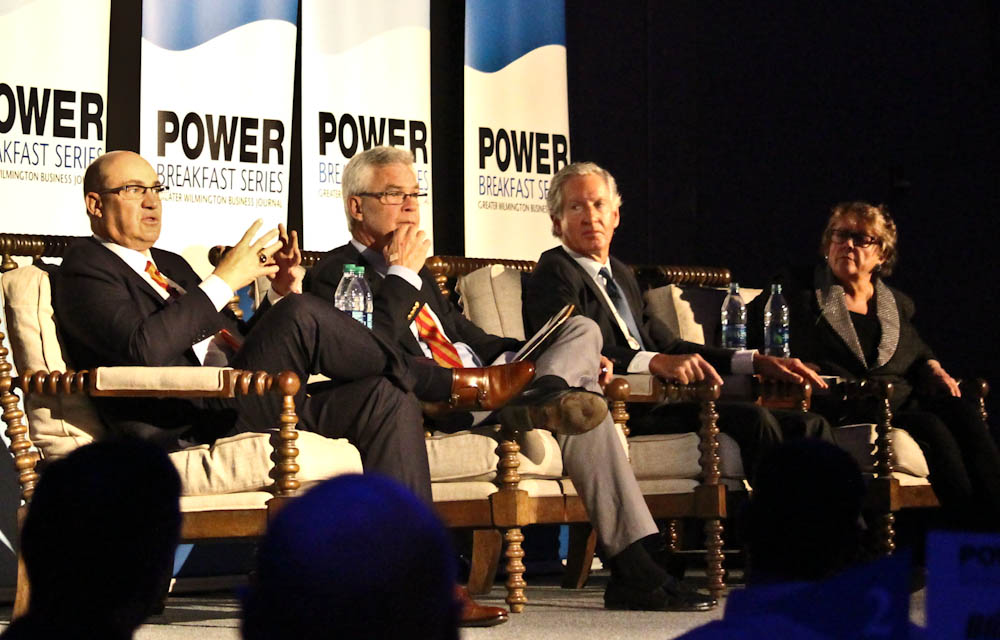 L-R: Wells Fargo Regional President Kendall Alley, Wells Fargo Championship Executive Director Kym Hougham, Eagle Point Golf Club President Bobby Long, Wilmington Chamber of Commerce President Connie Majure-Rhett.