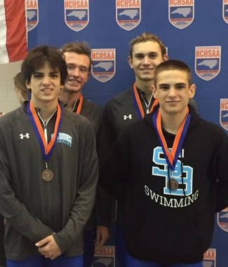 The South Brunswick 200 yard relay team took fourth at this year's state meet. Photo courtesy- Sam Jennings.