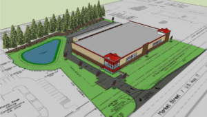 Site plan for a two-story storage facility at 7755 Market St. that was approved by county commissioners Monday night.