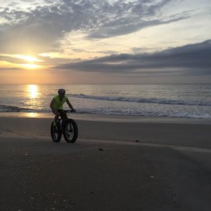 A fat biker riding on the beach. Photo courtesy of Shawn Spencer.