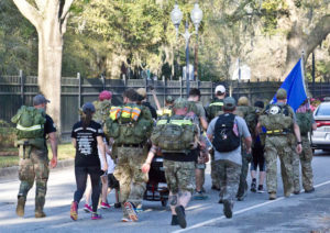 Some members of the Rucking Raiders marched through Wilmington on Saturday during the Marine Raider Memorial March. Photo by Hannah Leyva.
