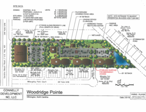 Site plan of Woodridge Pointe apartments, located inthe 5000 block of Carolina Beach Road.