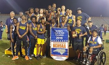 The North Brunswick Track Team celebrating another 2A title. Photo courtesy- Larry Brock Jr.