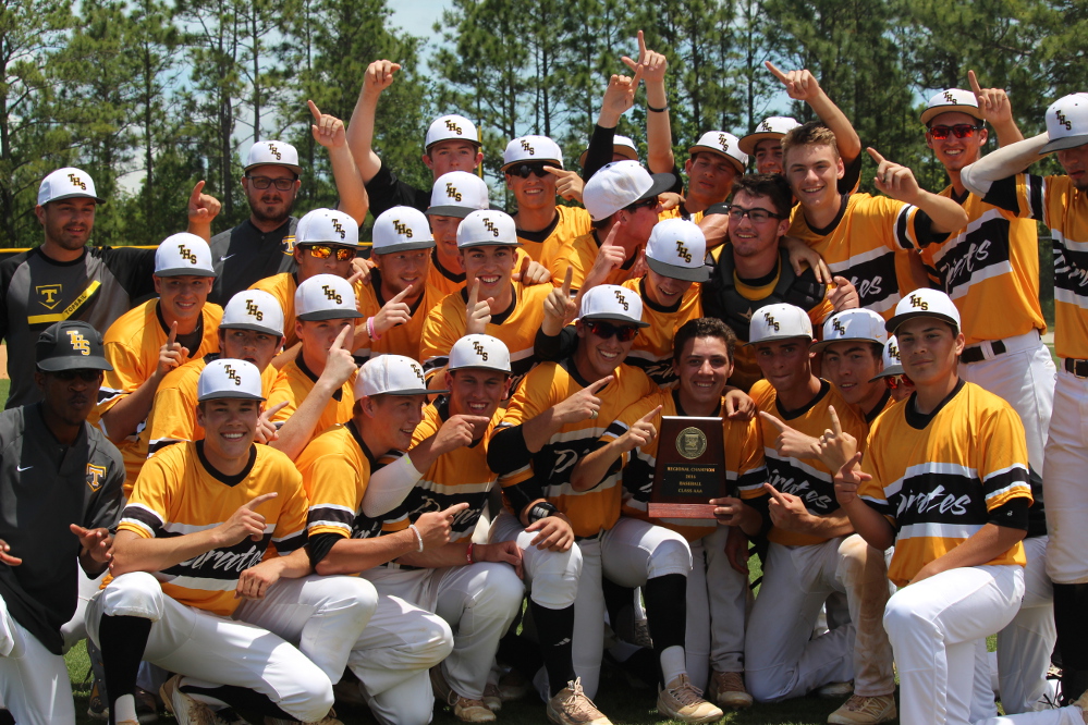 The Topsail baseball team celebrates its 3A East Regional Title. Photos by Joe Catenacci