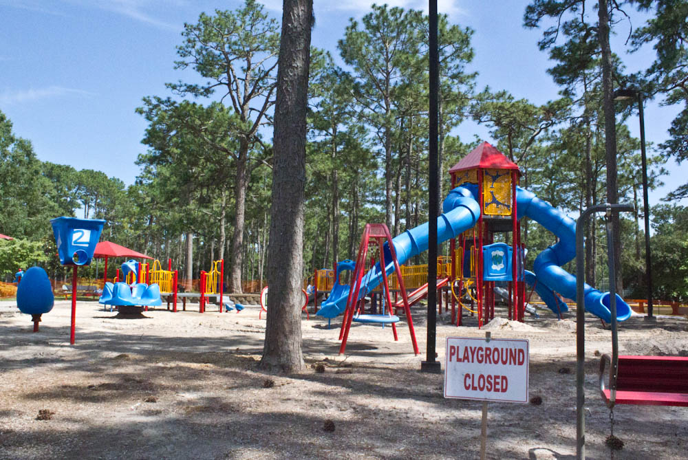 A new inclusive playground is currently under construction at Hugh MacRae Park. Photo by Hannah Leyva.