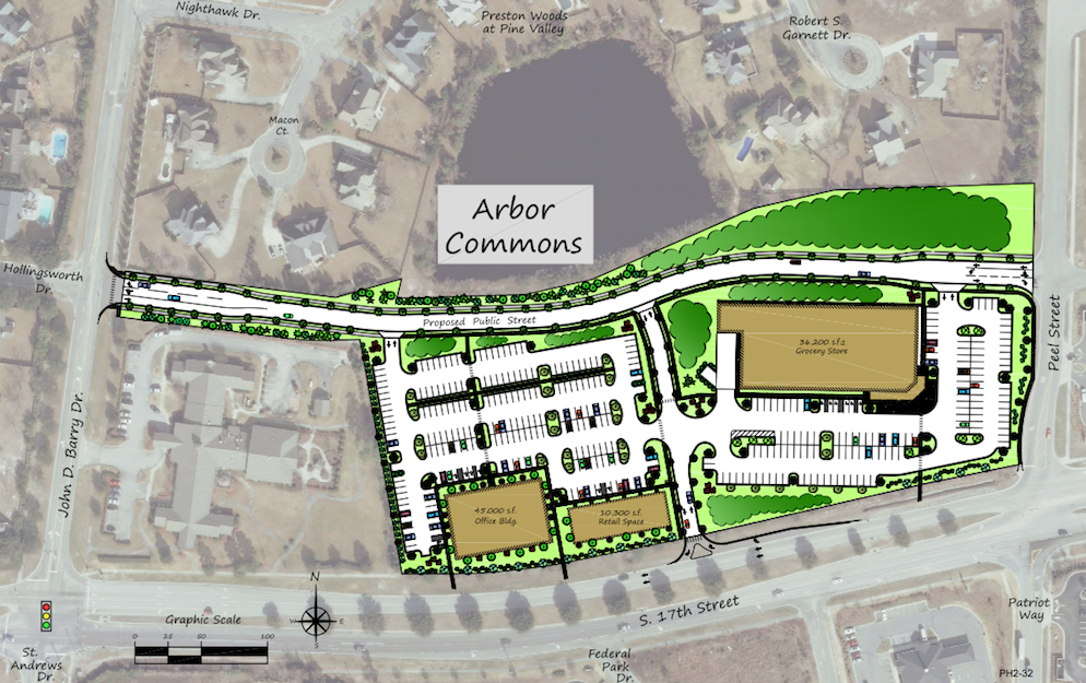 Proposed plans for an office and grocery/retail complex at 4301 S. 17th St.
