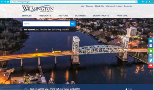 Screen shot of the new homepage of the City of Wilmington's website.