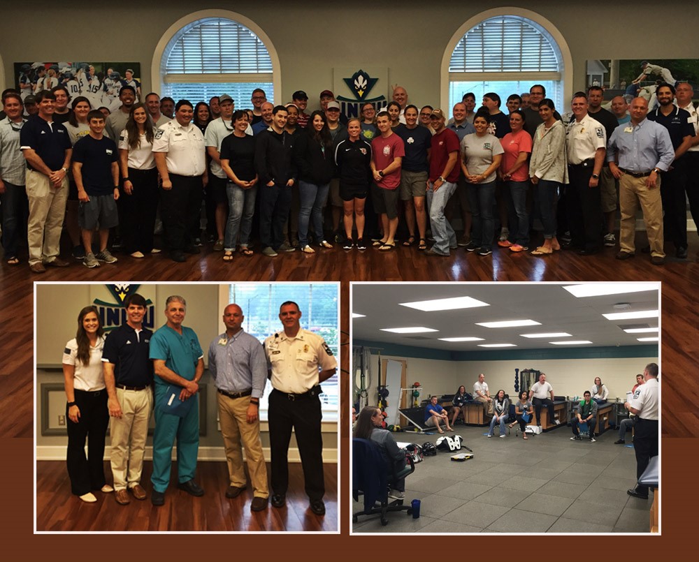 UNCW and New Hanover Regional Medical Center EMS during this month's seminar. Photo courtesy- UNCW Sports