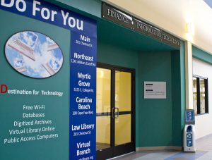Battery recycling bin at New Hanover County's Government Complex. Photo by Hannah Leyva.