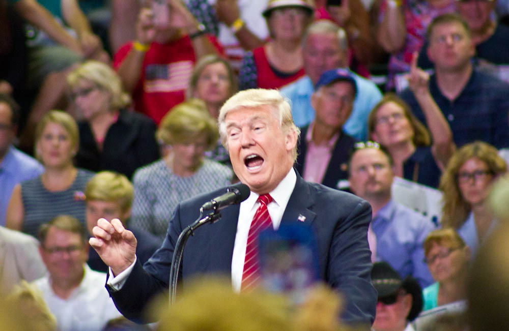Donald Trump spoke at UNCW during a campaign rally in Wilmington on August 9, 2016. Photo by Hannah Leyva.