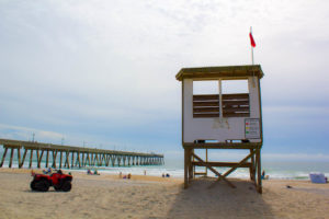 Red flags are up on Wrightsville Beach, meaning rough surf and strong currents. Photo by Hannah Leyva.