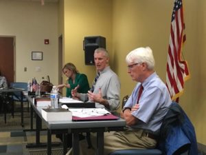 The New Hanover County Board of Elections discussing one-stop voting on Thursday. Photo by Hannah Leyva.