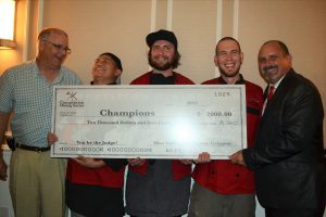 Competition dining champions in Wilmington. (From left) Joe Sanderson, Director of Marketing for the N.C. Department of Agriculture, Executive Chef Sam Cahoon and Sous Chefs Edson Juarez and Eric Smith.