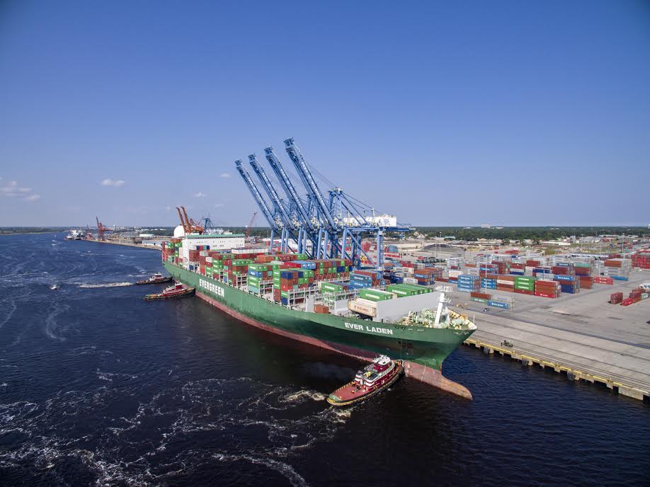 Evergreen Ever Land at the Port of Wilmington. Courtesy of North Carolina Ports.