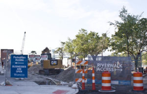 Water Street is closed to vehicle traffic from Princess Street to Dock Street for major renovations. Photo by Hannah Leyva.